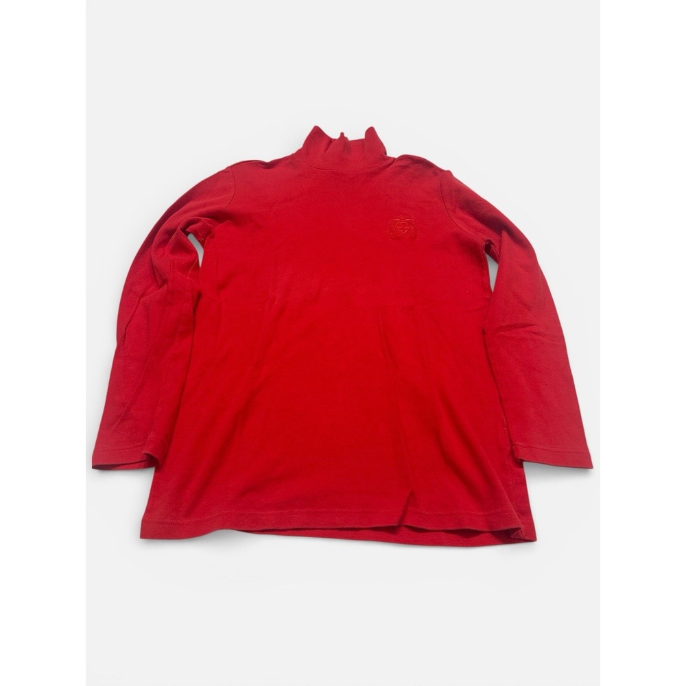 DKNY Classic‎ Red Mock Neck Long Sleeve Top Women's Small 100% Cotton